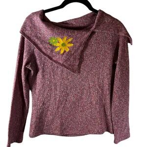 Vintage 90s Yoiyos y2k Lizzie McGuire Style Oversized Collar Pink Sweater, L